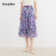 Cole Tier outlets commuting elegant women's floral romantic French pleated stitching A-line skirt mid-length skirt