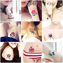 Rose tattoo sticker waterproof men and women Universal lasting tattoo simulation arm clavicle leg sexy tattoo sticker