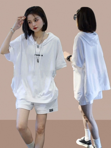 Нарукавники для отдыха, комплект, летняя толстовка с капюшоном, универсальный спортивный костюм, шорты, короткий рукав, в западном стиле