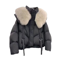 2024 winter new fashion loose thick cotton coat Western style big fur collar down cotton coat small slim womens cotton coat