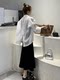 White long-sleeved shirt suit suspender dress for women 2025 summer new style design back slit sun protection shirt