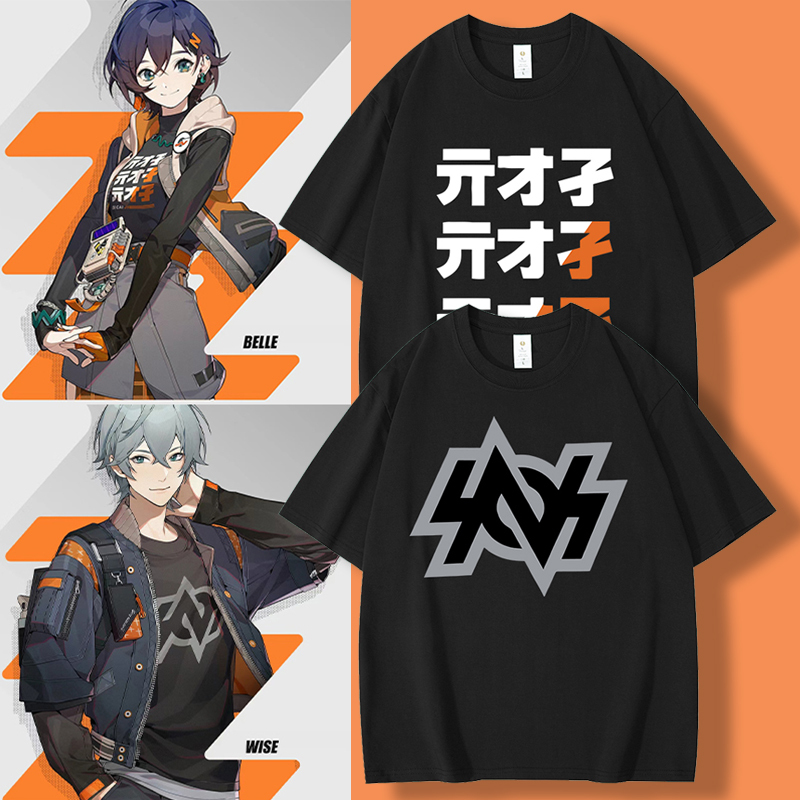 Two-Dimensional Game Absolute Zero Qicaiji Random Ling Same Style Cos Short-Sleeved T-Shirt Pure Cotton Unisex Summer Clothing