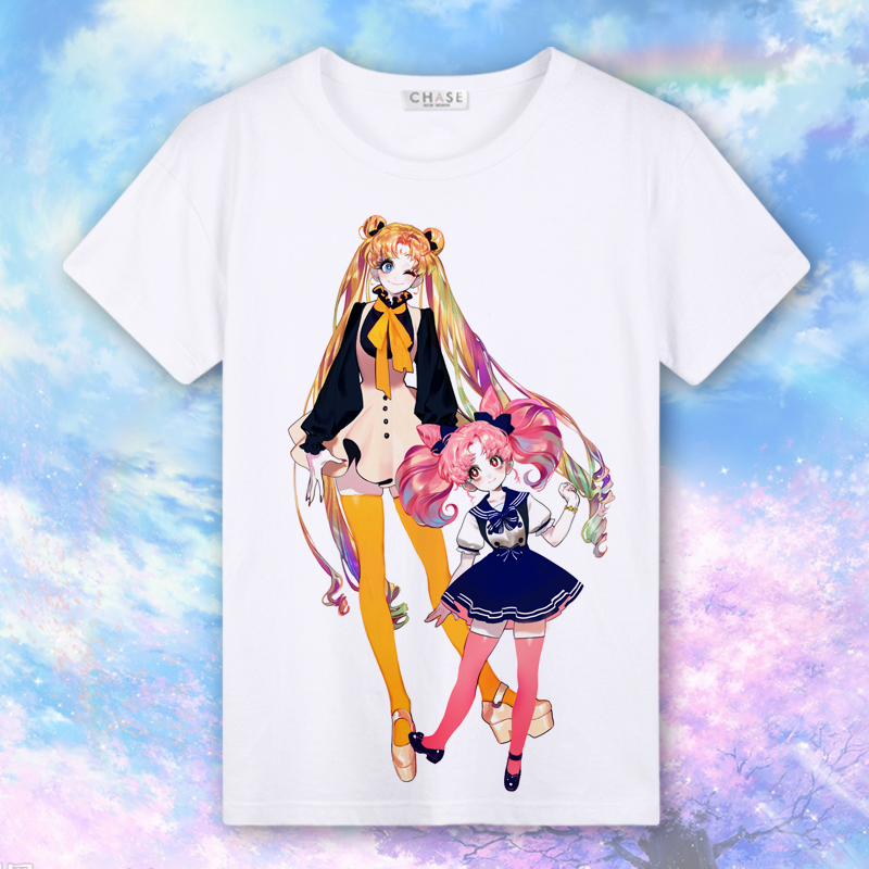 Sailor Moon T-Shirt Luna Ít Bunny Mùa Hè trang phục phim hoạt hình xung quanh hai nhân dân tệ ngắn tay trang phục sinh viên hình dán sticker dễ thương