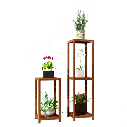 Цветочные стойки, крытый твердый дерево многослойный балкон -балкон декоративная посадка гостиная, сочный зеленый горшок железный горшок железный набор растений