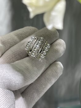 Japanese finished small fragrance multi-row aurora 3.5 4.5mm seawater akoya multi-bead ring 18k natural diamond