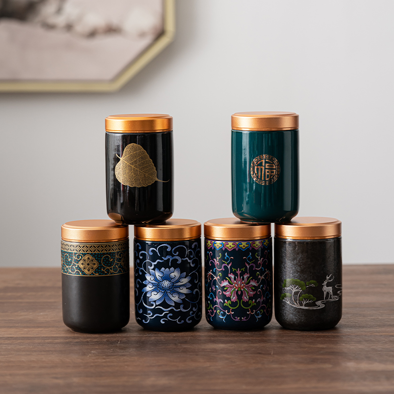 Creative Ceramics Small Number Tea Leaf Jars Empty Jar Carry-on travel Mini portable moisture-proof sealed tank car-mounted tea pot