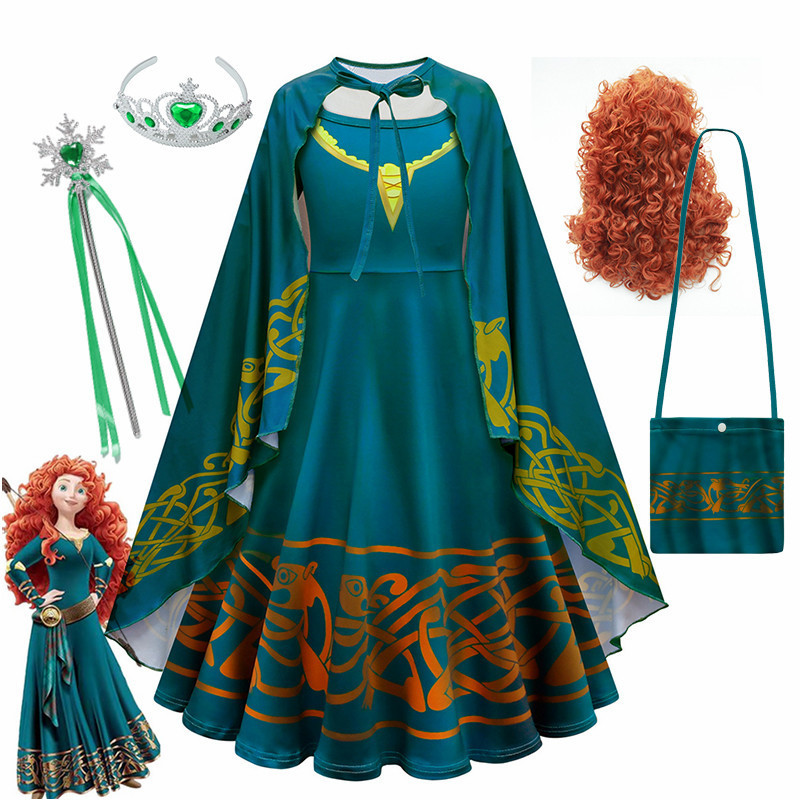 Girls' Brave Legend Merida Princess Dress Children's Halloween Merida Cosplay Performance Costume Girls' Brave Legend Merida Princess Dress Children's Halloween Merida Cosplay Performance Costume