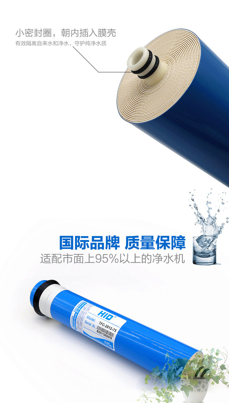 Фильтр для воды 包邮50 100 75 400g ro反渗透膜  多种型号纯水机核心过滤原件 HID