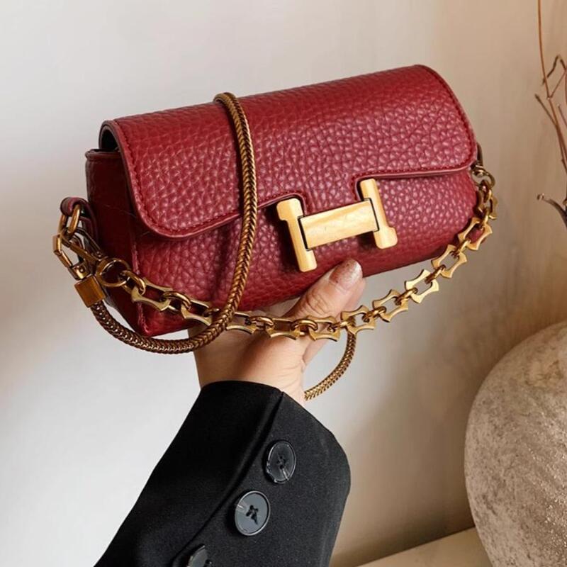 French Fmkda Small Square Bag for Women 2026 New High-End Genuine Leather Chain Bag Versatile Shoulder Crossbody Bag
