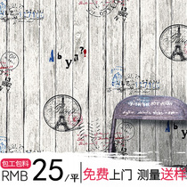 Shenzhen PVC wallpaper retro industrial living room restaurant clothing shop barber shop tooling wood grain wallpaper bois