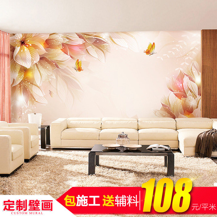 Shenzhen Custom Mural TV Background Wall Wallpaper Simple Modern Bedroom Living Room 3D Embossed Pastoral Mural