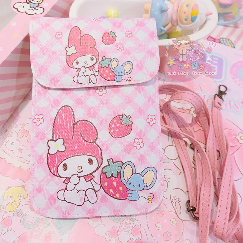 Nhật Bản cô gái xinh đẹp phim hoạt hình dễ thương da điện thoại di động túi đeo chéo túi lưu trữ ví mảnh vụn túi lưu trữ - Túi điện thoại túi đeo chéo lv