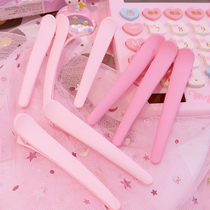 粉色发夹鸭嘴夹尖角发夹 粉嫩磨砂少女刘海边夹一字夹可爱小发饰
