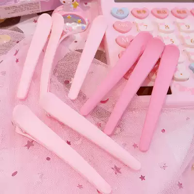 Pink hairpin duckbill clip pointed corner hairpin pink frosted girl bangs edge clip word clip cute little hair accessories
