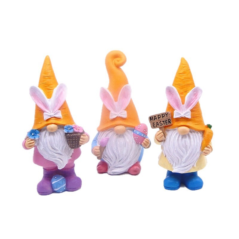 Cross-Border European and American Easter Garden Resin Gnome Easter Egg Decorations Crafts Ornaments Factory Direct Sales