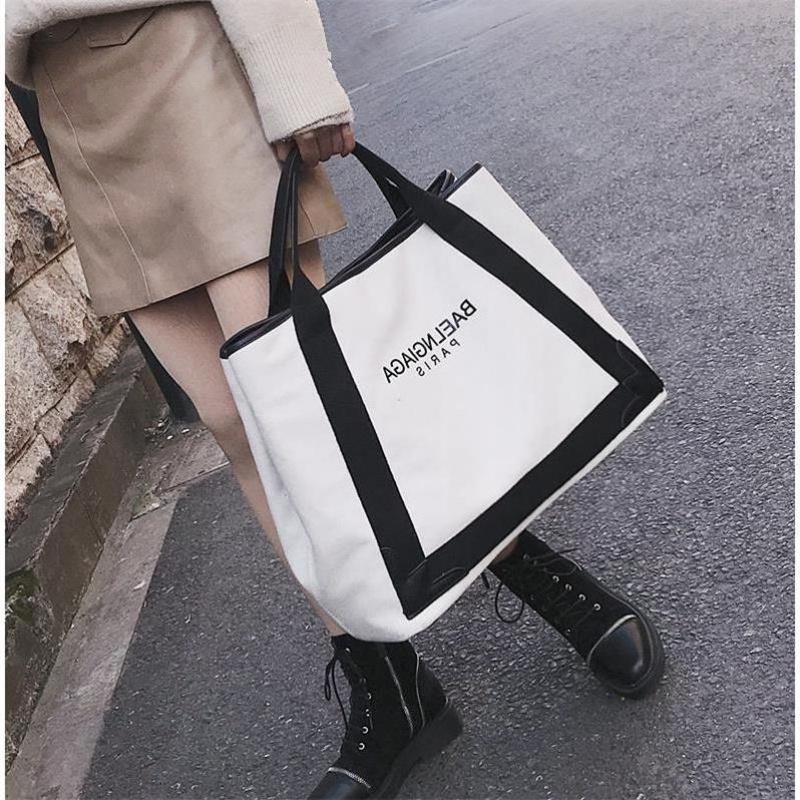 Large bag cap capacity of female bag 2018 fashion new letter package large canvas bag tide single shoulder handle