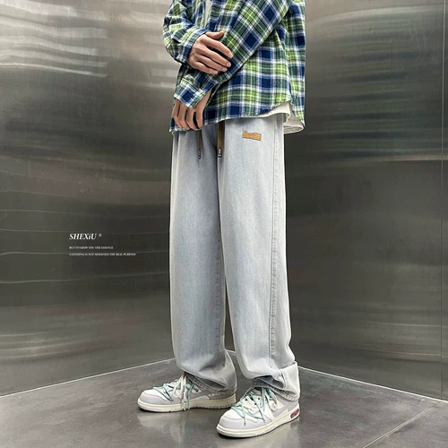 Осенние летние прямые свободные джинсы, мужские повседневные брюки, штаны, свободный крой, в американском стиле