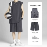 Жилет без рукавов, баскетбольный комплект, летний шелковый спортивный костюм, быстросохнущие тонкие шорты, штаны