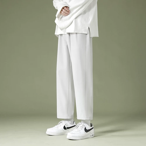 Tide, шелковые быстросохнущие черные штаны, осенние повседневные брюки, свободный прямой крой