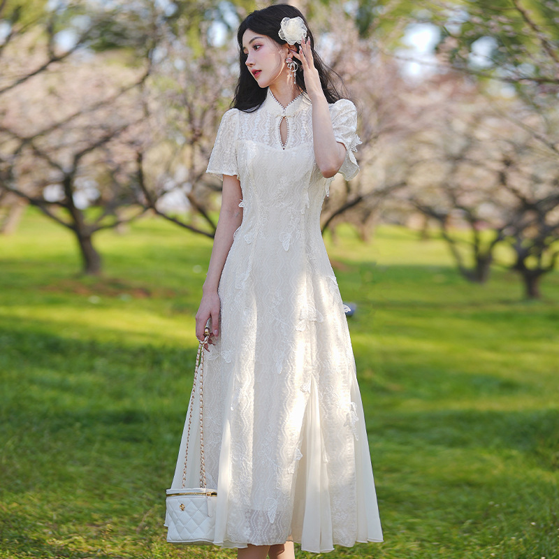 26 Spring/Summer Postpartum Full-Month Celebration Dress, Small Formal Dress, New Chinese Style, National Style, Breastfeeding-Friendly Fishtail Lace Dress 26 Spring/Summer Postpartum Full-Month Celebration Dress, Small Formal Dress, New Chinese Style, National Style, Breastfeeding-Friendly Fishtail Lace Dress