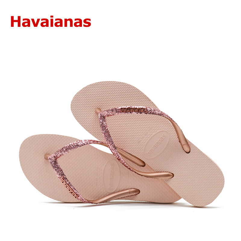 Havaianas Exclusive Store Products Super Shiny Flip-Flops for Women to Wear Outside, Summer Beach Havaianas Flip-Flops