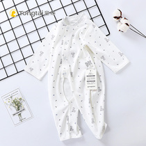 Tongtai New infants and young children cotton open crotch clothes 0-1 year old baby side collar jumpsuit climbing suit Q