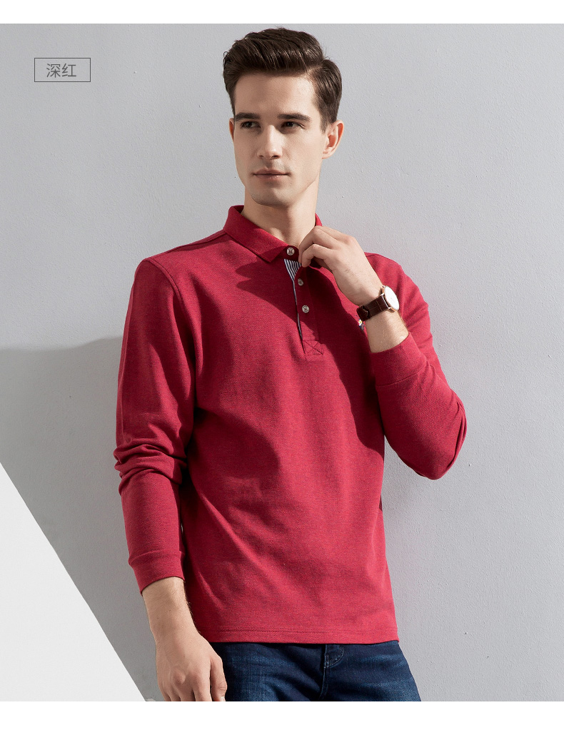 Áo thun polo trẻ trung và trung niên Romon / Luo Meng 2018 cotton dài tay mùa thu mới áo polo nam hàng hiệu