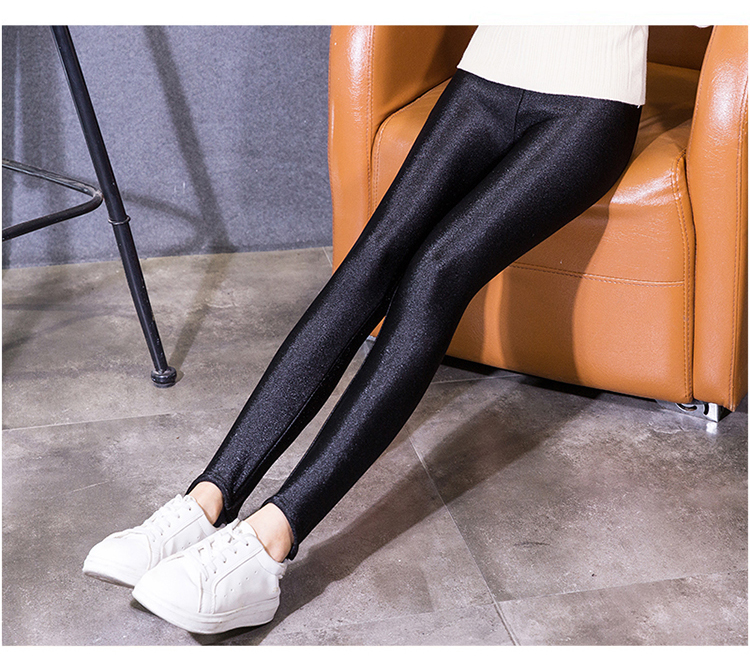 Mùa thu và mùa đông quần sáng bóng cộng với quần legging nhung dày phần bên trong và bên ngoài mặc quần của phụ nữ quần size lớn cạp cao quần cotton ấm chân quần dài nữ
