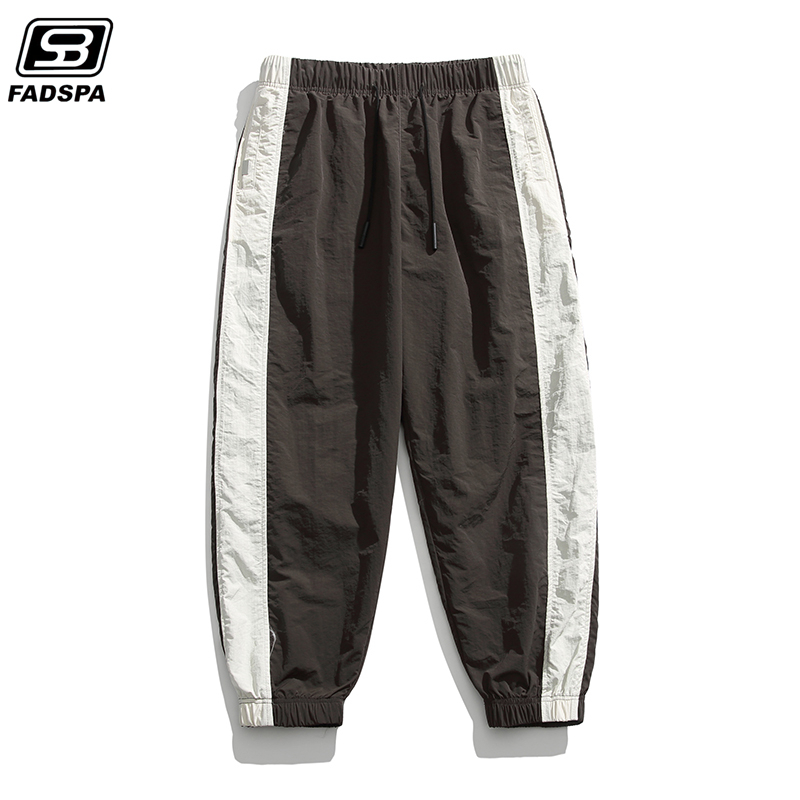 Japanese-Style Ice Silk Pants for Men, Summer Loose Striped Trendy Casual Pants, Men's Spring and Autumn Thin Sports Jogger Pants