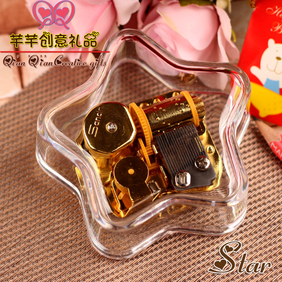 Music Box Eight Music Box Winding Rotating Transparent Pentagram Unisex Birthday Kids Valentine's Day Creative Gift