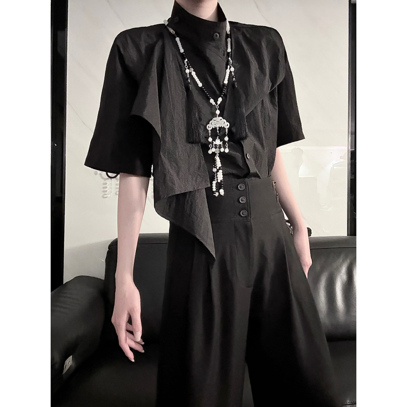 Aont Original [Twin Series · Fifth Generation] Jacket Short Sleeve Detachable Lace-Up Unisex Shirt