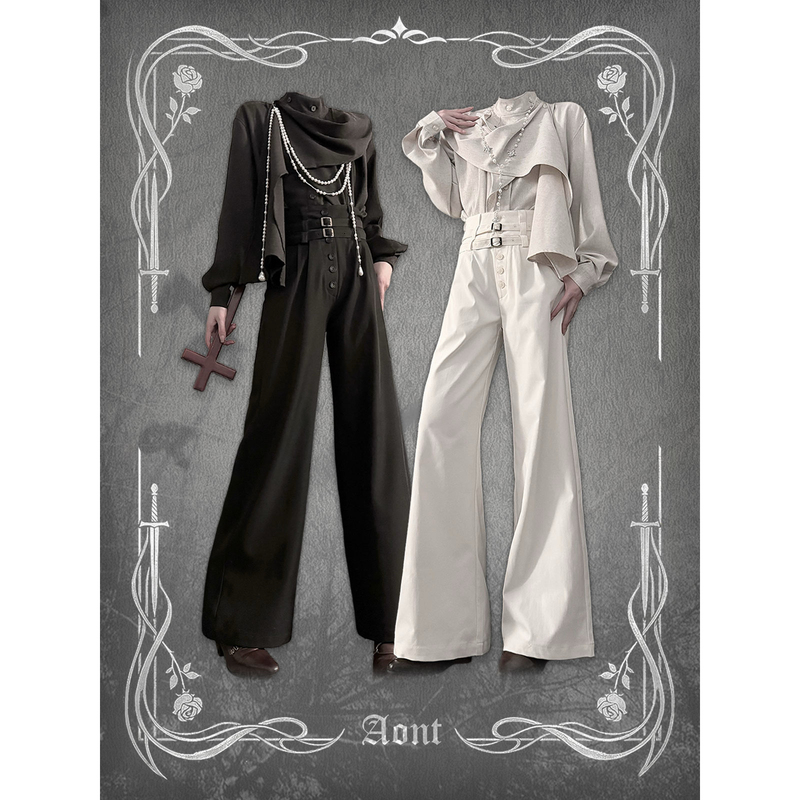 Aont【Straight-Leg Knight Pants】Original High-End Double-Belt Knight Pants, Loose Wide-Leg Pants, Men's Dress Pants