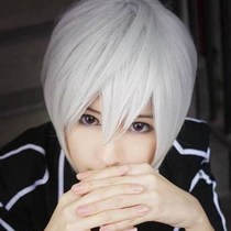 Qi oblique bangs white hair COS death city silver pill short hair male hair wig iprTpVyPLv