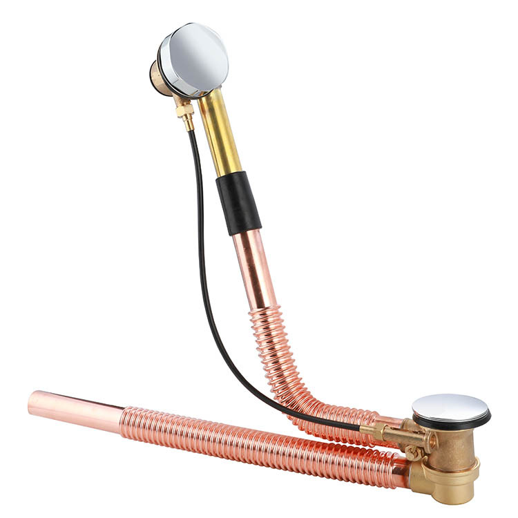 Guangyi All-Copper Rotating Bathtub Drain, Copper Drain Pipe, Pop-Up Bathtub Drain, Drainage Pipe Complete Set