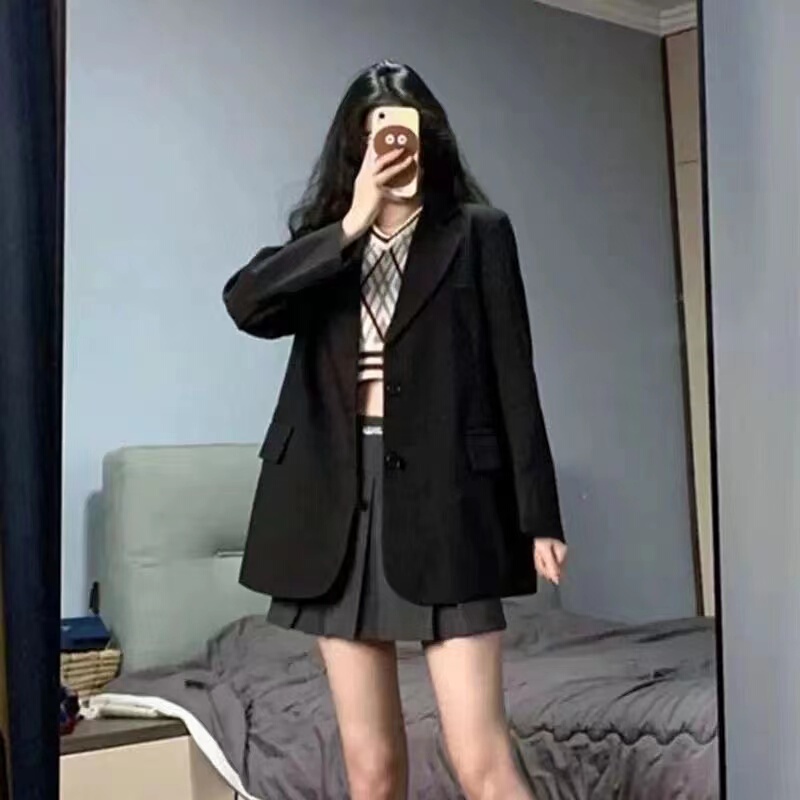 Early Spring Women's Blazer, Mid-Length, Preppy Style, Simple Retro, Plus Size Women's Suit, Elegant Business Attire, Trendy Early Spring Women's Blazer, Mid-Length, Preppy Style, Simple Retro, Plus Size Women's Suit, Elegant Business Attire, Trendy