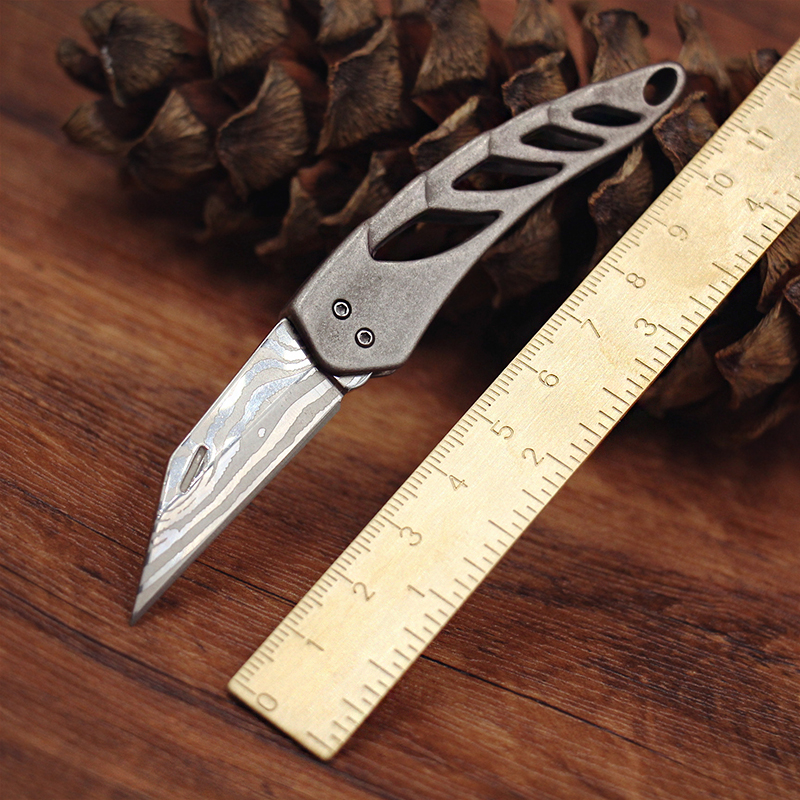 Mini Titanium Knife Sharp Retro Portable Keel Keychain Folding Knife Dismantling Express Artifact EDC