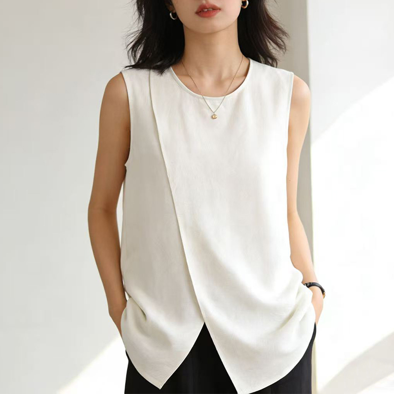 Pre-Release New 100% Mulberry Silk Vest, Off-White Sleeveless Top