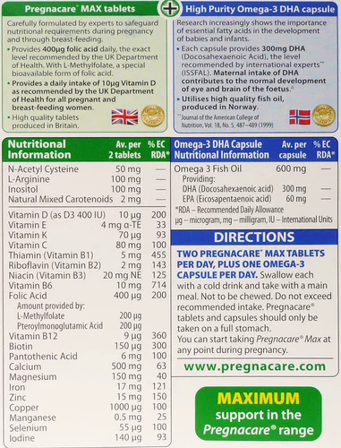 Британская беременная плюс обновляемая версия максимальной беременной женщины. Композитный витамининовый фолиевая кислота рыбь