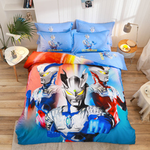 Ultraman all-cotton quilt cover single-piece cartoon childrens boy 100 cotton twill active quilt cover three-piece anime