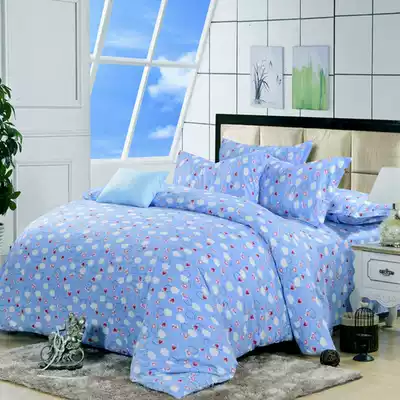 Thick cotton flannel four-piece bedding 1 5m1 8 meters double single warm sanding cartoon 4 jian tao