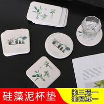 Kiegel Soap Holder Creative Heat Insulation Mat Table Mat Silicon Algae Clay Cup Mat Water Suction Speed Dry Soap Case Wash Mat Anti Slip