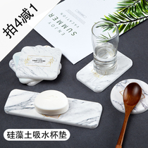 Kieselguhr Water Suction Soap Holder Creative Heat Insulation Mat Table Silicon Algae Clay Cup Mat Water Suction Speed Dry Soap Case Wash Mat