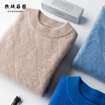 Cashmere Manor autumn and winter new cashmere sweater mens semi-high collar thickened pullover round neck sweater sweater tide cardigan