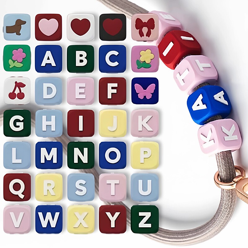 In-Stock Casfe Co-Branded Silicone Beaded Letter DIY Colorful Trendy Phone Lanyard Beaded Wristband Accessories
