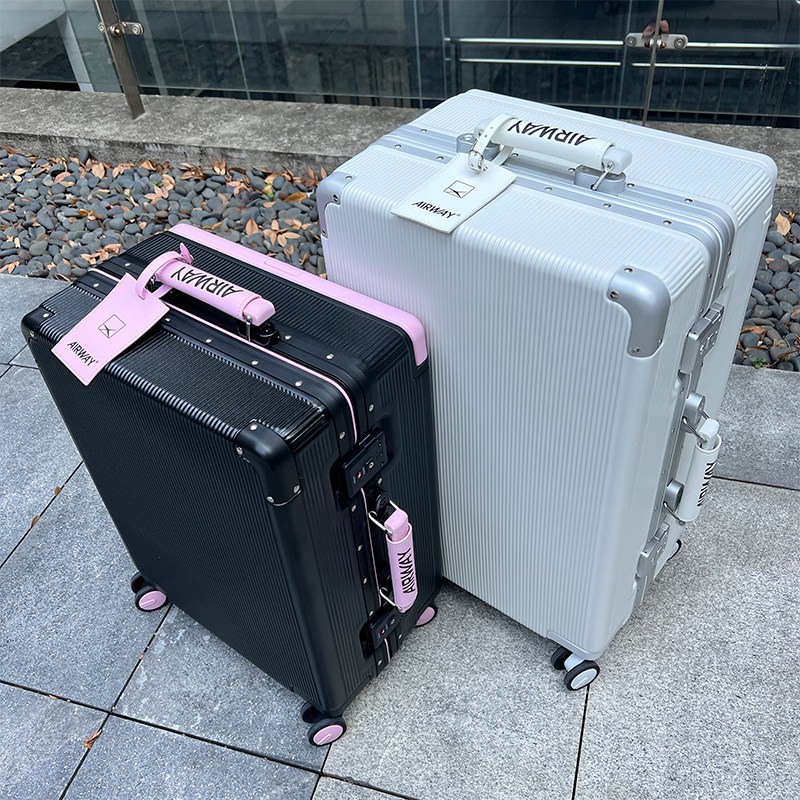 Airway high-end aluminum frame wide trolley luggage, silent universal wheels, combination lock travel case, carry-on suitcase, 20 large capacity.