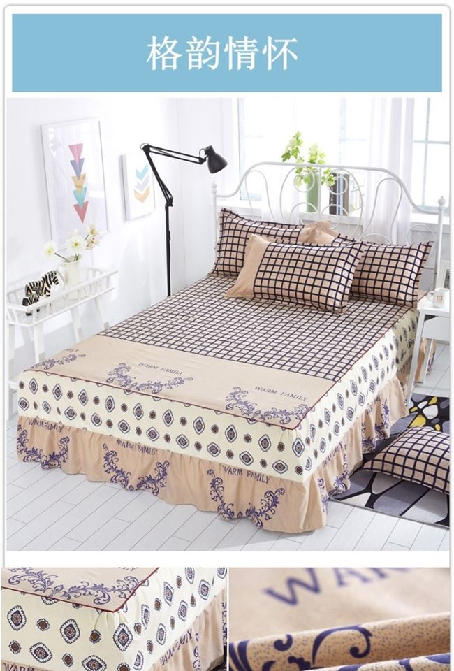 Giường ngủ kiểu váy ngủ kiểu giường ngủ đơn mảnh 1,2 m 1,5 m công chúa gió đôi giường bé trai - Váy Petti ga giường viền họa tiết