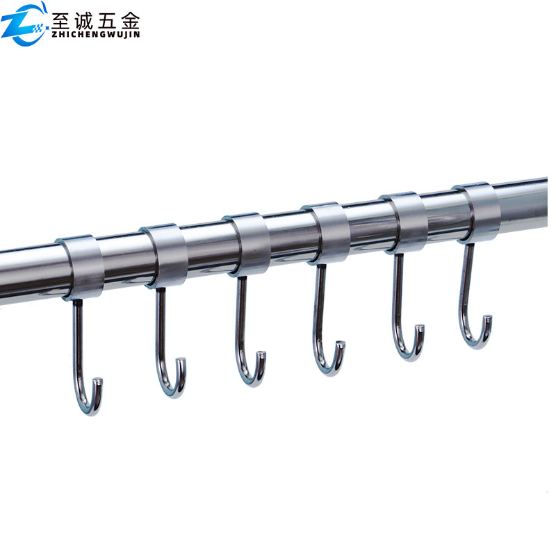 Stainless steel 16 19 22 25 32mm clothes drying rod fixed positioning hook kitchen round tube hook hanger hook
