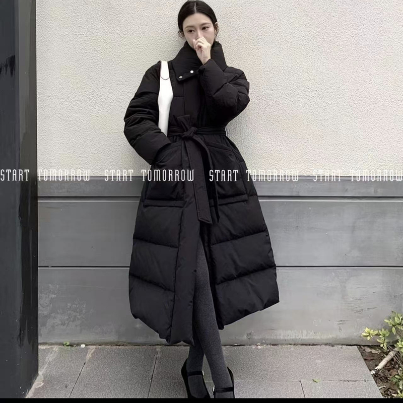 81611 Zhang Yi Clothing Pattern Autumn and Winter High-End Versatile Long-Sleeve Warm Long down Jacket with Belt