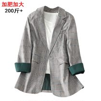 Fat Mm Big Code Plaid West Suit Foreign Air Weight Reduction Mid womens autumn clothes 2021 New 200 catcoats Jacket Conspicuy