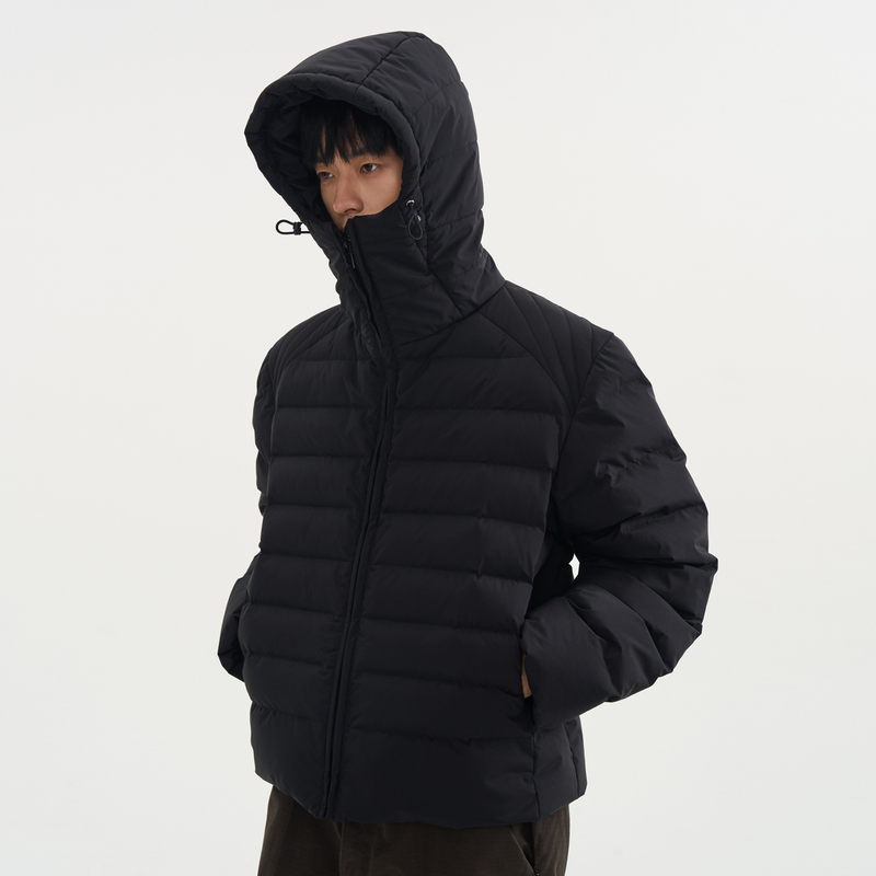 Inrotation Hooded Short Puffer Jacket 90 White Duck down Lightweight Functional Ribbed down Jacket Inrotation Hooded Short Puffer Jacket 90 White Duck down Lightweight Functional Ribbed down Jacket